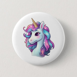 Badge Rond 5 Cm Illustration de licorne de dessin