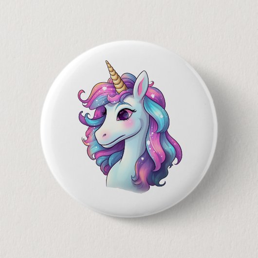 Badge Rond 5 Cm Illustration de licorne de dessin (Devant)