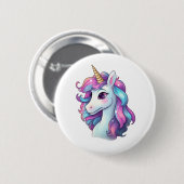 Badge Rond 5 Cm Illustration de licorne de dessin (Devant & derrière)