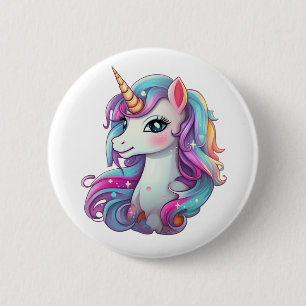 Badge Rond 5 Cm Illustration de licorne de dessin animé