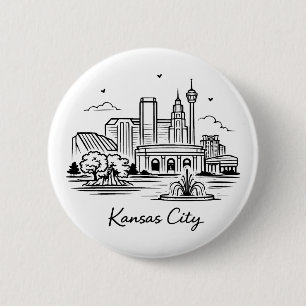 Badge Rond 5 Cm Illustration de ligne noire de Kansas City