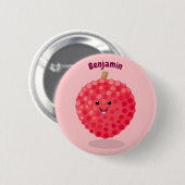 Badge Rond 5 Cm Illustration de litchee rose mignon (Devant & derrière)