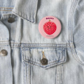Badge Rond 5 Cm Illustration de litchee rose mignon (En situation)