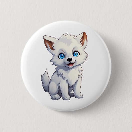 Badge Rond 5 Cm Illustration de loup de dessin (Devant)