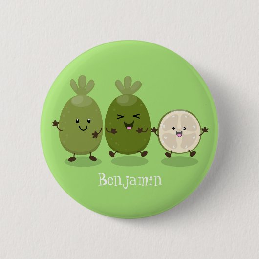 Badge Rond 5 Cm Illustration de mignonne guava feijoa (Devant)
