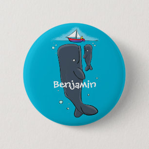Badge Rond 5 Cm Illustration de mignons baleines et voiliers
