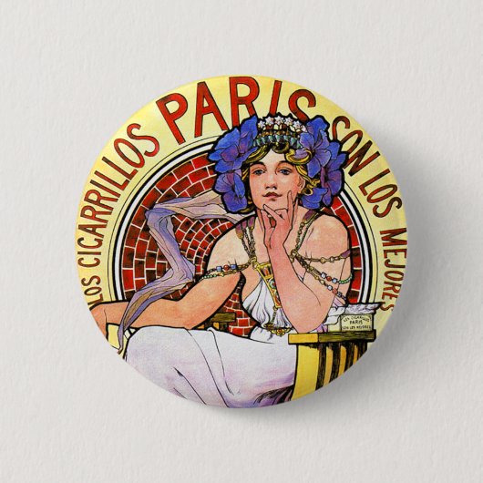 Badge Rond 5 Cm Illustration de Mucha Art Nouveau (Devant)