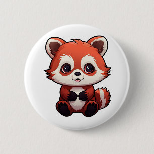 Badge Rond 5 Cm Illustration de panda rouge caricature