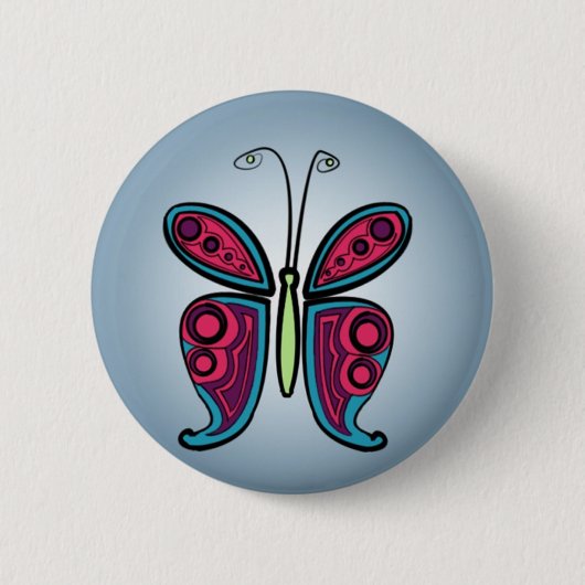 Badge Rond 5 Cm Illustration de papillon bleu (Devant)