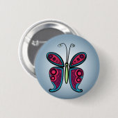 Badge Rond 5 Cm Illustration de papillon bleu (Devant & derrière)