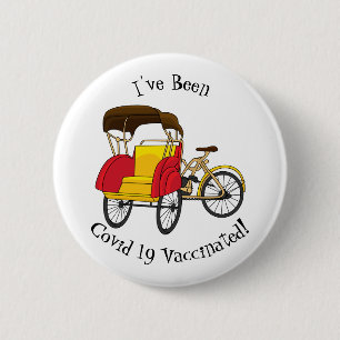 Badge Rond 5 Cm Illustration de pousse-pousse pédicab