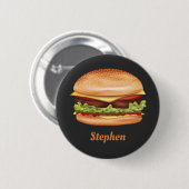 Badge Rond 5 Cm Illustration de restauration rapide Hamburger avec (Devant & derrière)