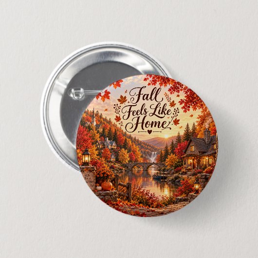 Badge Rond 5 Cm Illustration de sentiments rustiques d'automne com (Devant & derrière)