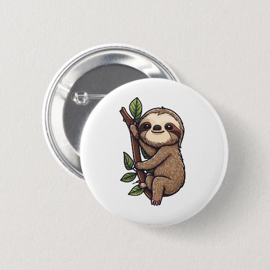 Badge Rond 5 Cm Illustration de Sloth (Devant & derrière)