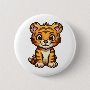 Badge Rond 5 Cm Illustration de tigre de dessin