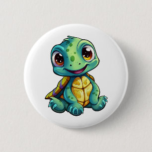 Badge Rond 5 Cm Illustration de tortue caricaturale