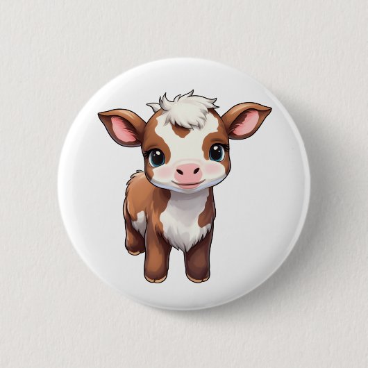 Badge Rond 5 Cm Illustration de vache caricaturale (Devant)