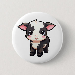 Badge Rond 5 Cm Illustration de vache caricaturale