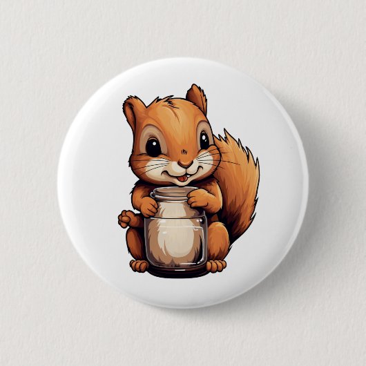 Badge Rond 5 Cm Illustration d'écureuil de dessin (Devant)