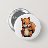 Badge Rond 5 Cm Illustration d'écureuil de dessin (Devant & derrière)