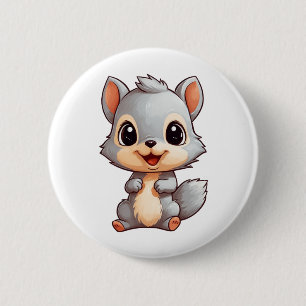 Badge Rond 5 Cm Illustration d'écureuil de dessin