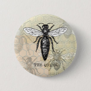 Badge Rond 5 Cm Illustration des abeilles de l'insecte de la reine