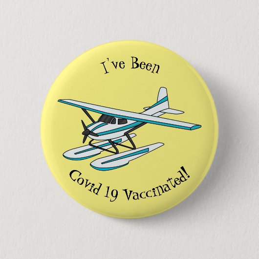 Badge Rond 5 Cm Illustration d'hydravion bleu blanc (Devant)
