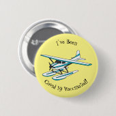 Badge Rond 5 Cm Illustration d'hydravion bleu blanc (Devant & derrière)