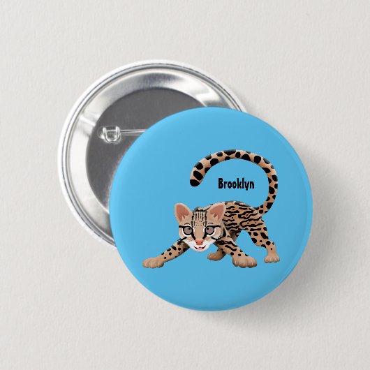 Badge Rond 5 Cm Illustration d'ocelot mignon (Devant & derrière)