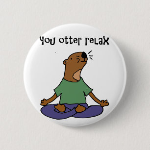 Badge Rond 5 Cm Illustration drôle de yoga de loutre de mer