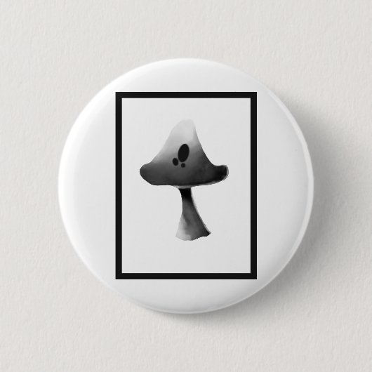 Badge Rond 5 Cm Illustration du champignon noir et blanc (Devant)