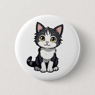 Badge Rond 5 Cm Illustration du chat de dessin