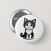 Badge Rond 5 Cm Illustration du chat de dessin (Devant & derrière)