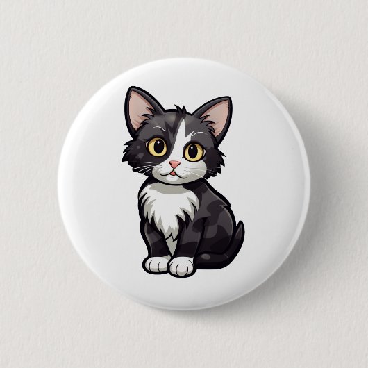 Badge Rond 5 Cm Illustration du chat de dessin (Devant)