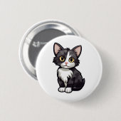 Badge Rond 5 Cm Illustration du chat de dessin (Devant & derrière)