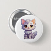 Badge Rond 5 Cm Illustration du chat de dessin (Devant & derrière)