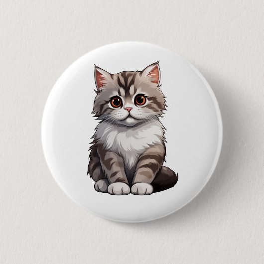 Badge Rond 5 Cm Illustration du chat de dessin (Devant)