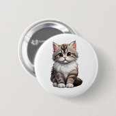 Badge Rond 5 Cm Illustration du chat de dessin (Devant & derrière)