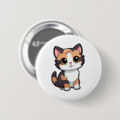 Badge Rond 5 Cm Illustration du chat de dessin (Devant & derrière)