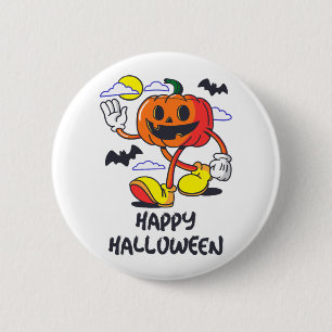 Badge Rond 5 Cm Illustration du Citrouille comique Retro Halloween