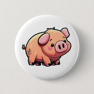 Badge Rond 5 Cm Illustration du cochon de dessin