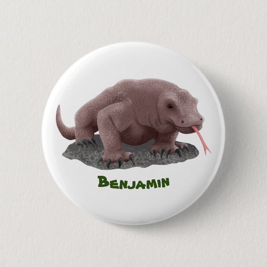 Badge Rond 5 Cm Illustration du dragon de Komodo (Devant)