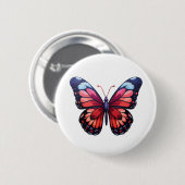 Badge Rond 5 Cm Illustration du papillon de dessin (Devant & derrière)