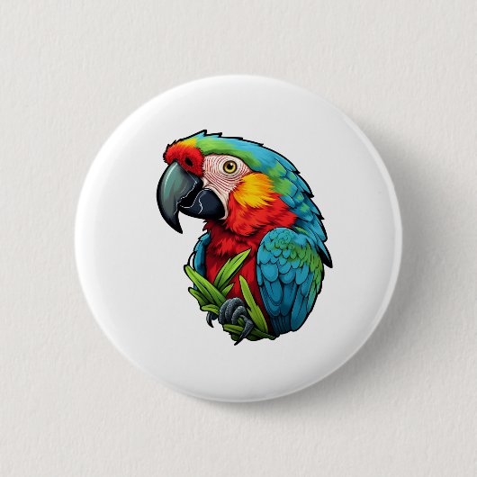 Badge Rond 5 Cm Illustration du perroquet de dessin (Devant)