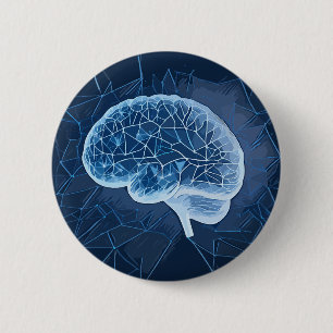 Badge Rond 5 Cm Illustration du réseau cérébral - Réseau neuronal