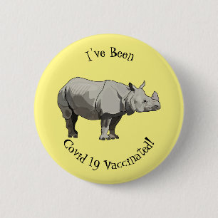 Badge Rond 5 Cm Illustration du rhinocéros de Javan