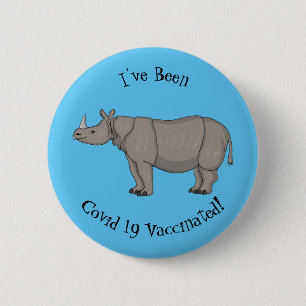 Badge Rond 5 Cm Illustration du rhinocéros de Javan