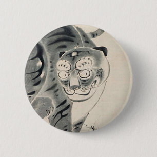 Badge Rond 5 Cm Illustration du tigre par Ito Jakuchu