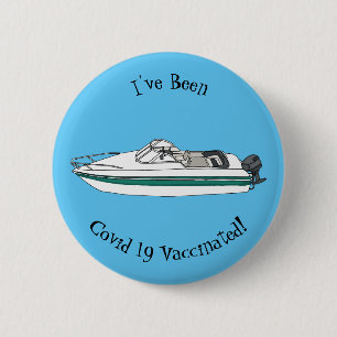 Badge Rond 5 Cm Illustration d'un bateau à moteur