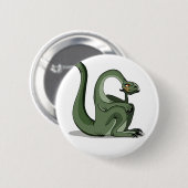 Badge Rond 5 Cm Illustration D'Un Brontosaurus Caricaturé Qui Pens (Devant & derrière)